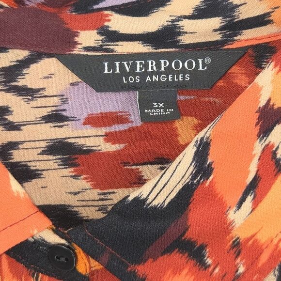 Liverpool Los Angeles 3X Button Up Down Shirt Orange Floral Office Work Business - Picture 4 of 8